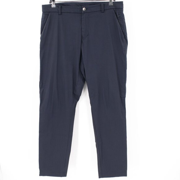 Lululemon Pant Mens 34 Commission Classic Chino Flat Front Mid Rise Stretch Blue